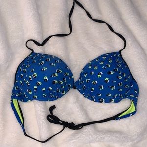 Blue and Green animal print bikini padded top